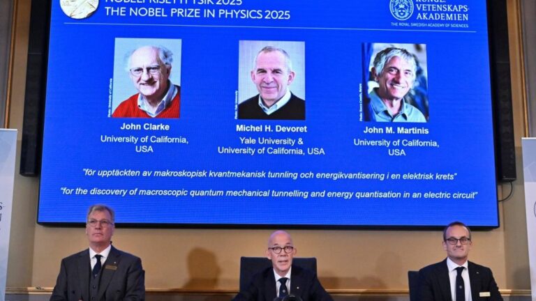 Nobel Prize in Physics awarded to three scientists for macroscopic quantum mechanical tunnelling