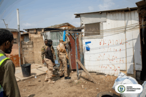 AMA demolishes unauthorised structures at Awudome, North Kaneshie, Tuesday market