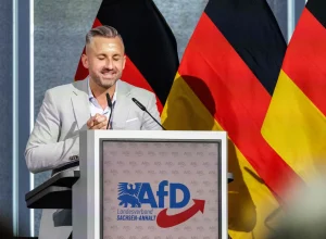 Ulrich Siegmund, far-right AfD's top candidate for the regional elections in the eastern federal state of Saxony-Anhaltin. / AFP